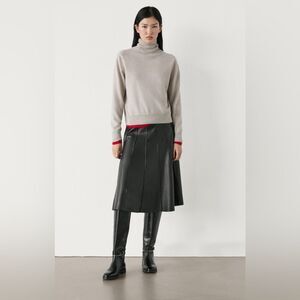 Massimo Dutti A line black Leather Skirt. Punk edgy goth  medium